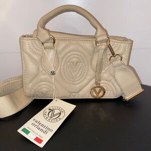 Valentino Orlandi Ivory White Quilted Monogram Handbag Crossbody